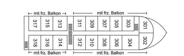 MS Ganges Voyager: Deckplan Oberdeck