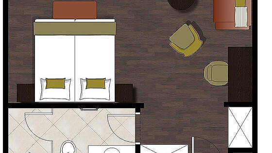 MS Ganges Voyager: Grundriss Suite Viceroy, Kat. D