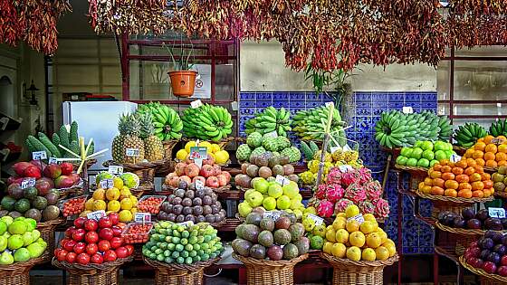 Obststand auf dem Markt auf Madeira