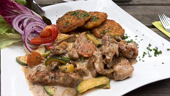 Züricher Geschnetzeltes mit Röste aus der Schweiz