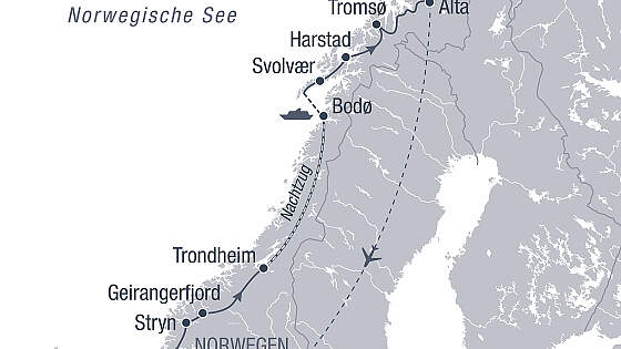 Route Norwegen Rundreise: Nordkap & Lofoten