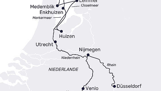 Route MS Elegant Lady: Vom IJsselmeer zur Maas