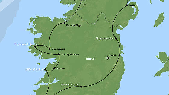 Route Irland & Nordirland Rundreise