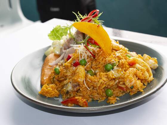 aus der Südsee: Meeresfrüchte mit Reis