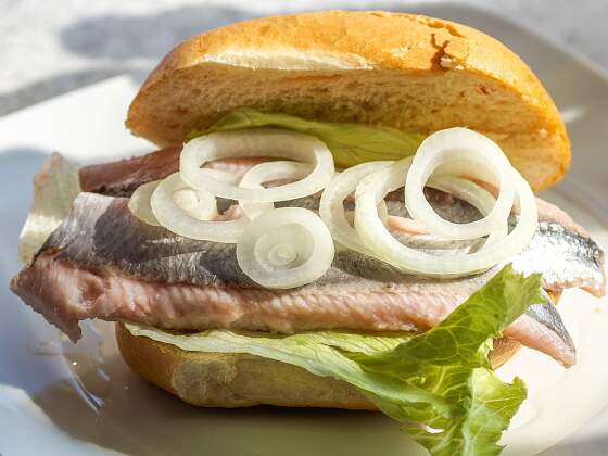 an der Ostseeküste: Matjesbrötchen