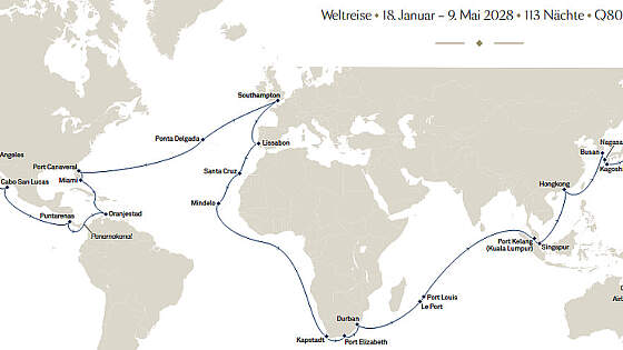 Route Queen Elizabeth: Weltreise 2028