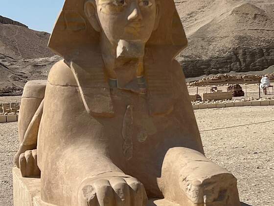 Sphinx Statue vor dem Tempel der Hatschepsut