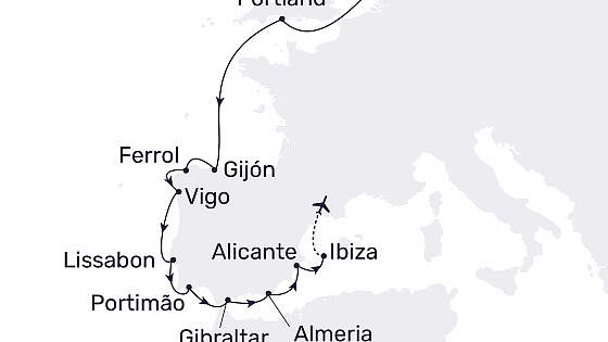 Route MS Hamburg: Die Iberische Halbinsel