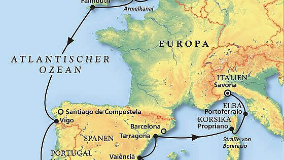 Route MS Amera: In den sonnigen Süden