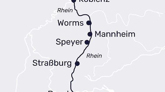 Reiseroute MS Elegant Lady: Rhein bis Basel & Straßburg