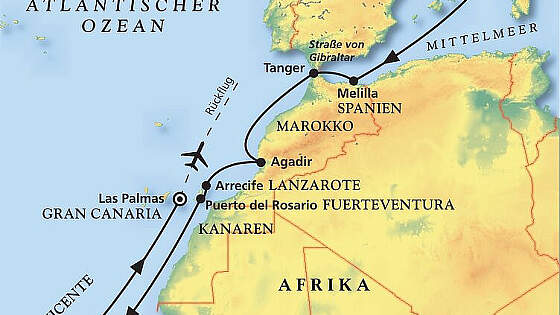 Routenkarte MS Amera: Kanaren & Kapverden