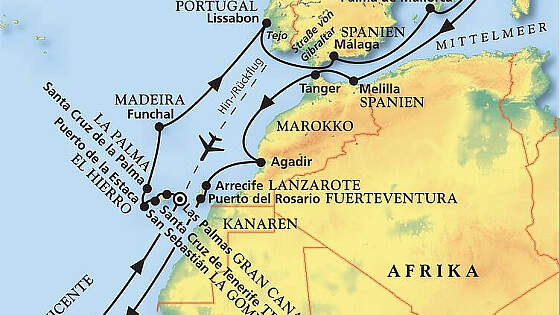 Route MS Amera: Große Kanaren- & Kapverden-Reise