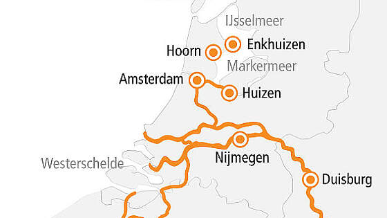 Routenkarte A-ROSA: Rhein: IJsselmeer Erlebnis