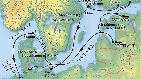 Route MS Amadea: Zauber der Ostsee