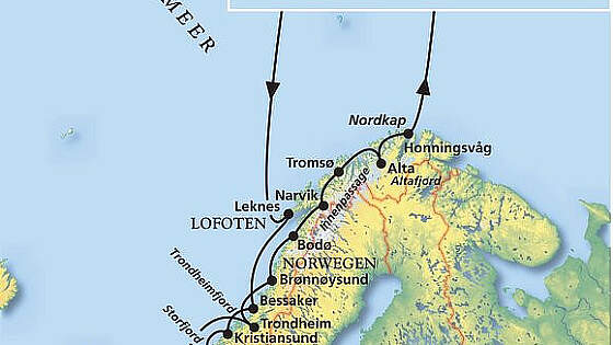 Route MS Amadea: Norwegen & Spitzbergen