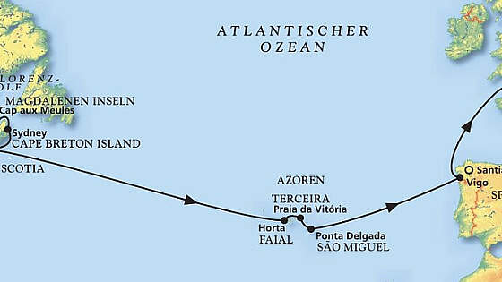Transatlantik Route MS Amadea: Von Montreal bis Bremerhaven