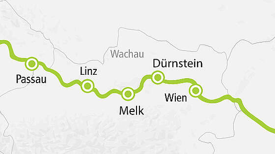 Reiseroute Donau Adventszeit mit A-ROSA