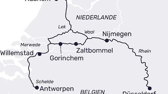 Route MS Elegant Lady: Weihnachten in Belgien & Holland