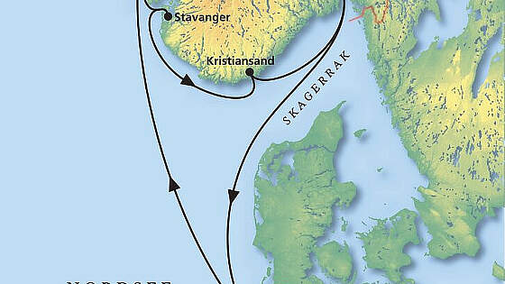 Route MS Artania: Adventskreuzfahrt Norwegen