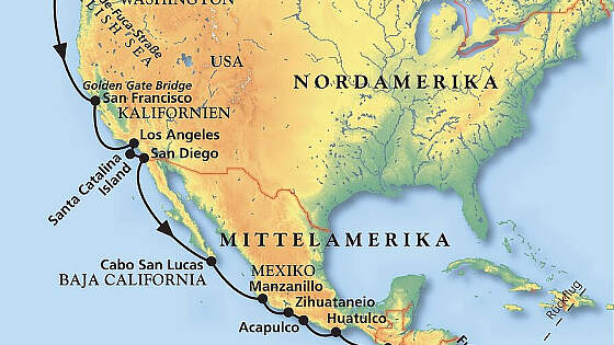 Route MS Artania: Von Kanada bis Lateinamerika