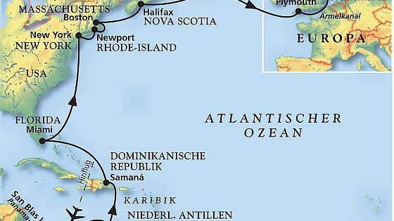 Route MS Artania: Über Pfingsten nach New York