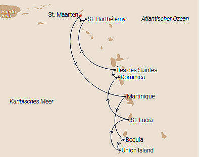 Route Sea Cloud 2: Karibische Vielfalt