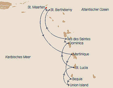 Route Sea Cloud 2: Karibik mit Bucket Regatta