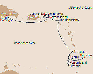 Route Sea Cloud 2: Jahreswechsel in der Karibik
