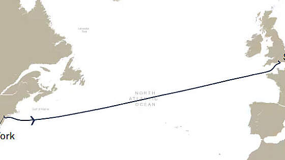Route Queen Mary2: New York - Southampton