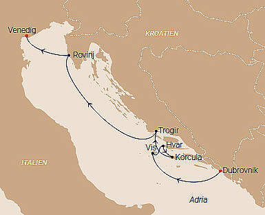 Route Sea Cloud 2: Spätsommer in der Adria
