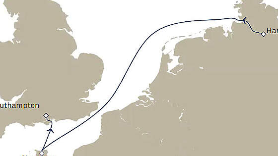 Route Queen Mary 2: Kurzreise ab Hamburg