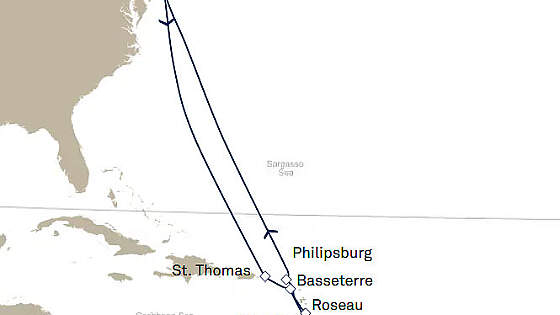 Route Karibik mit Queen Mary 2