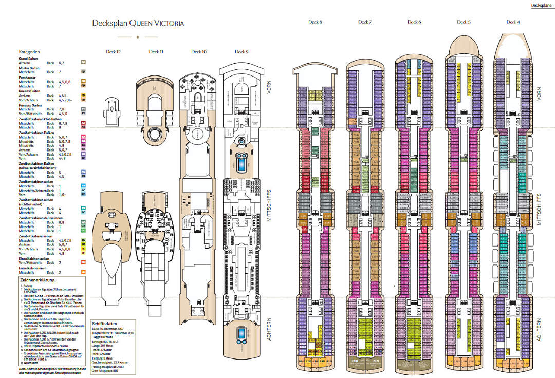 Queen Victoria: Deckplan Legende