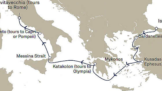 Route Queen Elizabeth: Griechenland - Türkei