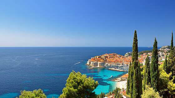 Blick auf Dubrovnik und die Küste, Kroatien