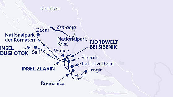 Routenkarte MY Princess: Adria Nationalparks