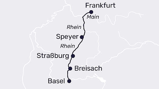 Route MS Lady Cristina: Rhein-Perlen im Süden