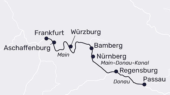 Route MS Lady Cristina: Weihnachten Main-Donau-Kanal