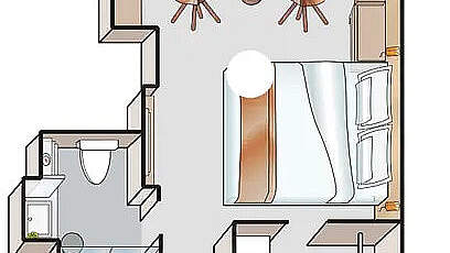 MS Amadeus Mira: Kabinengrundriss Kategorie A + B