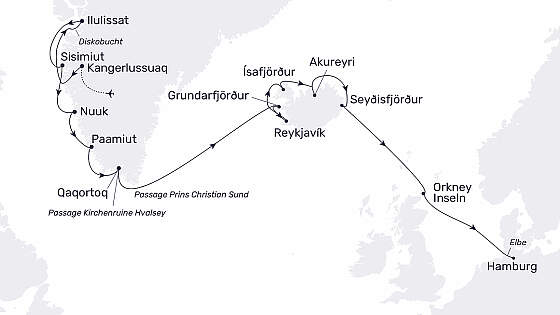 Route MS Hamburg: Ewiges Eis und grüne Inseln