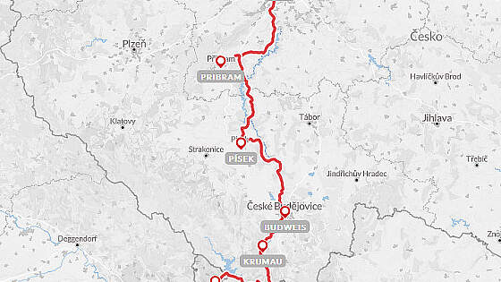 Route Radreise in Tschechien: Moldau Radweg