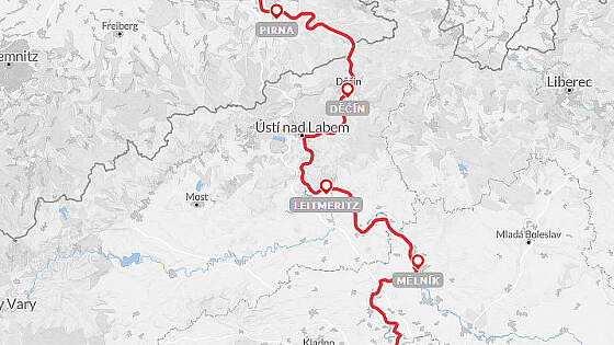 Route Radreise Tschchien: Elbe Radweg Prag-Dresden