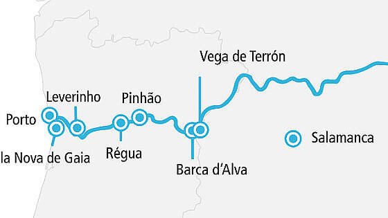 Routenkarte A-ROSA Alva: Douro