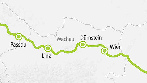 Routenkarte A-ROSA: Donau Kurzkreuzfahrt