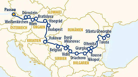 Routenkarte MS VistaDiamond: Donaudelta