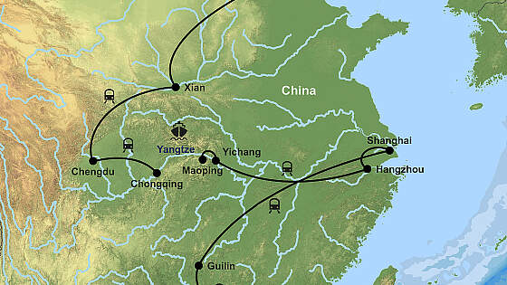 Routenkarte China Rundreise: Land der Mitte