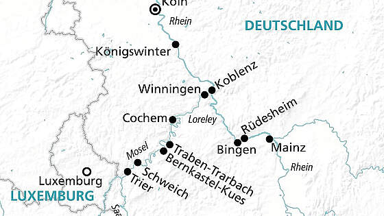Routenkarte MS Annika: Auf der Mosel