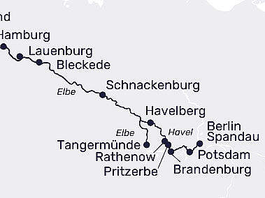 Routenkarte MS Sans Souci: Hauptstadt trifft Hafenstadt