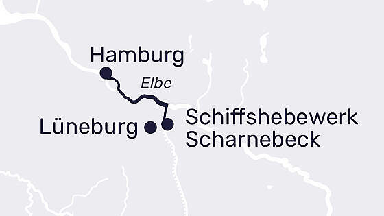 Routenkarte MS Sans Souci: Weihnachtsmärkte in Hamburg