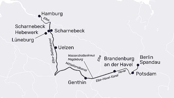 Routenkarte MS Sans Souci: Elbe Weihnachten
